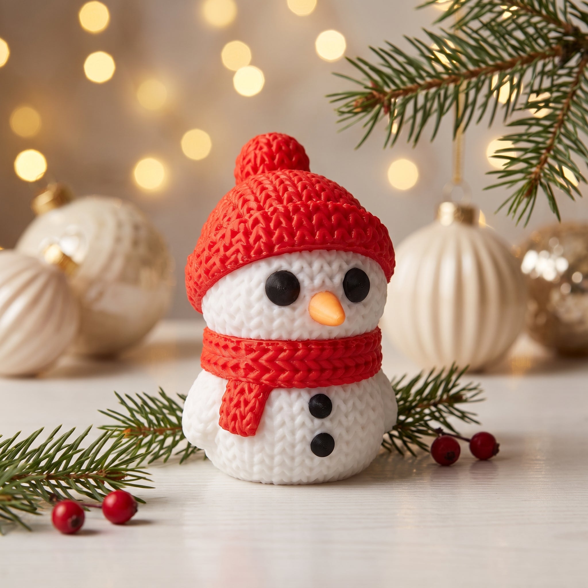 Boneco de Neve Decorativo — Figura de Natal em Impressão 3D